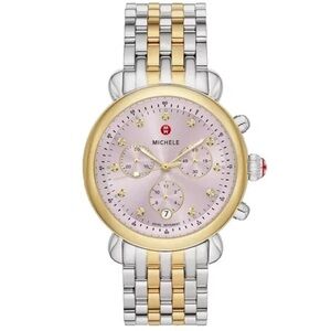 Michele CSX Two-Tone Diamond Bracelet Watch 38mm 0.03ct. NIB $1795
